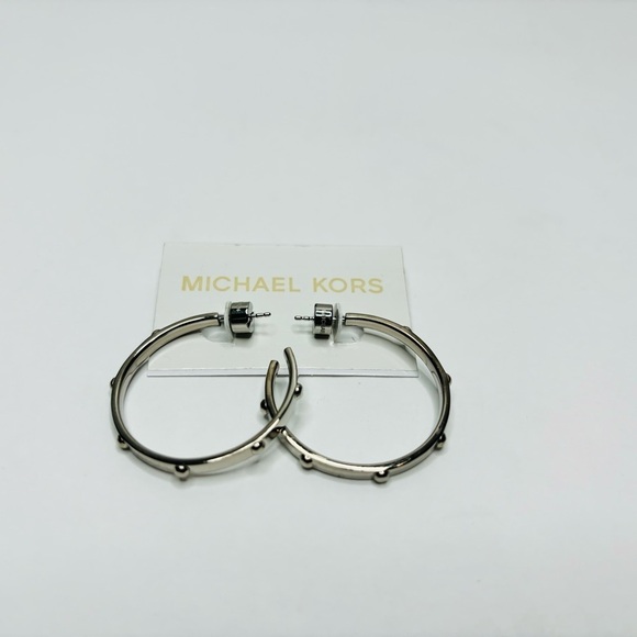 MICHAEL KORS Silver Heritage Studded Hoops - Picture 3 of 6